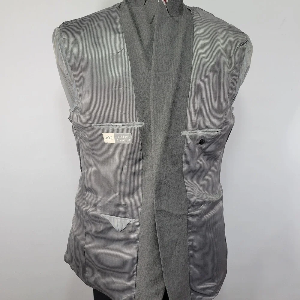 Joseph Abboud Men's Sport Coat Blazer Two Button Gray Herringbone Poly Blend 44L